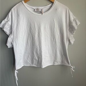 White Eyelet Sleeve Women's T-shirt